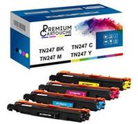 PREMIUM CARTOUCHE - x4 Toners - TN-247 (Noir + Cyan + Magenta + Jaune) - Compatible pour Brother DCP-L3510CDW Brother DCP-L3517CDW Noir + Cyan + Magenta + Jaune