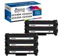 PREMIUM CARTOUCHE - x5 Toners - CC530A (x2) + CC531A 304A + CC533A (Noir (x2) + Cyan + Magenta + Jaune) - Compatible pour HP Laser