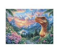 Premium Dinosaure Montagne Forêt Faune Sauvage Nature Sauvage Préhistorique Puzzle 500 Pièces pour Adultes Stimulant Amusant Et Captivant Idéal pour Hobby Et Passe Temps 500 PCS（52×38cm）