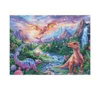 Premium Dragon Dinosaure Montagne Forêt Faune Sauvage Nature Sauvage Fantastique Puzzle 500 Pièces pour Adultes Amusant Stimulant Et Engageant Idéal pour Passe Temps Et Hobbies 500 PCS（52×38cm）