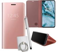 Premium Étui De Protection Pour Oneplus Nord 5g Effet De Réflexion Miroir Stand Support Or Rose