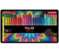 Premium Fibre-Tip Pen - STABILO Pen 68 - ARTY - Tin of 50 - Assorted Colours