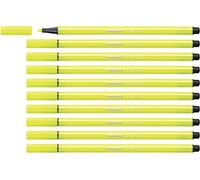 Premium Fibre-Tip Pen - STABILO Pen 68 - Pack of 10 - Neon Yellow
