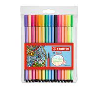 Premium Fibre-Tip Pen - STABILO Pen 68 - Pack of 15 - Assorted Colours including