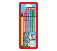 Premium Fibre-Tip Pen - STABILO Pen 68 - Pack of 8 - Pastel Colours Pack of 8 Pa