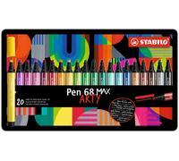 Premium Fibre-Tip Pen with Chisel Tip - STABILO Pen 68 MAX - ARTY - Tin of 20 -
