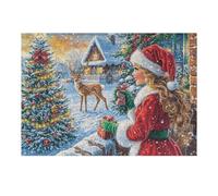 Premium Fille Elfe Cerf Forêt Faune Sauvage Nature Sauvage Puzzle 300 Pièces pour Adultes Stimulant Amusant Et Captivant Idéal pour Passe Temps Et Hobby 300 PCS（40x28cm）