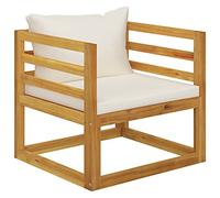 Premium Garden Chair with Cream Cushions - Solid Acacia Wood Patio Chair for Outdoor Relaxation, Weather-Resistant & Durable, Perfect for Terrace, Balcony or Backyard, Supports 110kg, Easy Assembly