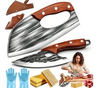 Premium Hand-Forged Chef'S Knife & Cleaver Set, 2026 Long-Lasting Sharp V-Shaped Hand-Forged Kitchen Slicing Cleaver For Effortless Cutting, Forged Knife With Ergonomic Durable Handle