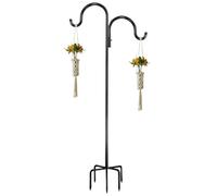 Premium Hirtenhaken Aus Metall - Wetterfester Schäferstab Mit Rostschutzbeschichtung | Stabiler Gartenhaken Für Vogelhäuser, Laternen & Blumenampeln, Design, 130cm/160cm, Schwarz