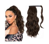 Premium Human Hair Ponytail Extension for Women, 20" Body Wavy Wrap Around Pony Tails Extension de cheveux for femmes Moelleux Synthétique Naturel Doux Postiche Synthétique Longue Ondulée Queue de Che