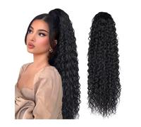 Premium Human Hair Ponytail Extension for Women, 22 pouces vague d'eau Afro queue de cheval femmes postiche faux bouclés Extensions de queue de cheval pince en cordon synthétique queue de cheval perru