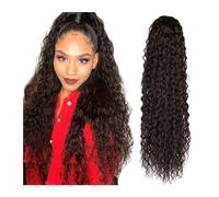 Premium Human Hair Ponytail Extension for Women, 22 pouces vague d'eau Afro queue de cheval femmes postiche faux bouclés Extensions de queue de cheval pince en cordon synthétique queue de cheval perru