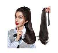 Premium Human Hair Ponytail Extension for Women, 40/50CM Long Extension Wrap Around Clip en Queue de Cheval Extension de Cheveux Cordon Ruban Droite Queue de Cheval Extension Synthétique Cordon Queue