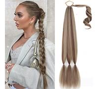Premium Human Hair Ponytail Extension for Women, Cravate fausses extensions de cheveux longue queue de cheval tressée synthétique extension de cheveux for les femmes, postiche queue de cheval avec des