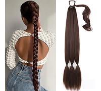 Premium Human Hair Ponytail Extension for Women, Cravate fausses extensions de cheveux longue queue de cheval tressée synthétique extension de cheveux for les femmes, postiche queue de cheval avec des