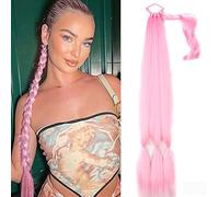 Premium Human Hair Ponytail Extension for Women, Cravate fausses extensions de cheveux longue queue de cheval tressée synthétique extension de cheveux for les femmes, postiche queue de cheval avec des