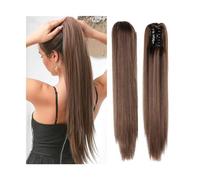 Premium Human Hair Ponytail Extension for Women, Extension capillaire synthétique queue de cheval 22 pouces, cheveux longs et lisses avec pince à griffes, résistants à la chaleur, for femmes,Perfect
