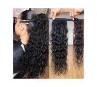 Premium Human Hair Ponytail Extension for Women, Extension de cheveux humains en queue de cheval enroulée autour de la vague d'eau 10-24 pouces de long ondulé brésilien Remy cheveux queue de cheval pi