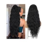 Premium Human Hair Ponytail Extension for Women, Extension de queue de cheval de cheveux humains ondulés avec cordon de serrage, extension de cheveux brésiliens vierges à clipser, queue de cheval bouc