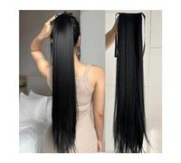 Premium Human Hair Ponytail Extension for Women, Extension queue de cheval synthétique à Clip 85CM, postiche longue et lisse à enrouler, postiche résistante à la chaleur for femmes,Perfect for Half-U