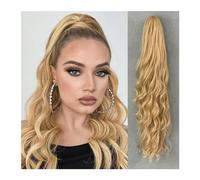 Premium Human Hair Ponytail Extension for Women, Extensions de queue de cheval à griffes multicolores naturelles douces de 32 pouces, cheveux bouclés ondulés à clipser,Perfect for Half-Up,Half-Down S