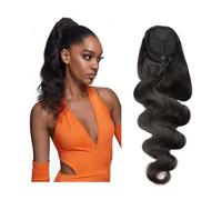 Premium Human Hair Ponytail Extension for Women, Extensions de queue de cheval de cordon de vague de corps naturel noir queue de cheval de cheveux humains brésilien Remy pince à cheveux en vague boucl