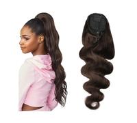 Premium Human Hair Ponytail Extension for Women, Extensions de queue de cheval de vague de corps # 2 brun foncé cheveux humains cordon de queue de cheval postiche 10-26 pouces pince dans les extension