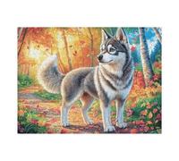 Premium Husky Champ de Fleurs Animal de Compagnie Mignon Faune Sauvage Nature Sauvage Belle Puzzle 500 Pièces pour Adultes Stimulant Amusant Et Captivant Idéal pour Moments Libres Et Hobby 500 PCS（5