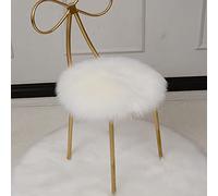 Premium Laine Artificielle Coussin De Chaise,Couleur Solide Super Doux Coussin De Siège Tabouret Rond Chaise Coussins pour Meubles De Patio Garden Home-Blanc Diameter:30cm(12inch)