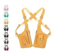 Premium Leather Adjustable Underarm Shoulder Bag for Men - Anti-Theft Crossbag Sling with Hidden Pocket, for Travel & Cycling (Yellow)