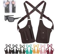 Premium Leather Adjustable Underarm Shoulder Bag for Men & Women, Multi-Pocket Anti-Theft Double Shoulder Bag, Double Shoulders Armpit Bags, for Travel and Daily Use (Brown)