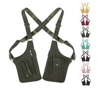 Premium Leather Adjustable Underarm Shoulder Bag for Mens, Multi-pocket Anti-Theft Double Shoulder Bag, for Travel (Army Green)