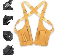 Premium Leather Double Shoulder Armpit Bag, Adjustable Anti-Theft Underarm Holster, Hidden Travel Wallet for Unisex (Yellow)