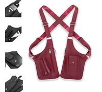 Premium Leather Double Shoulder Armpit Bag, Adjustable Anti-Theft Underarm Holster, Hidden Travel Wallet for Unisex (Red)