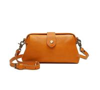 Premium Leather Retro Handmade Doctor Bag Crossbody Unique Opening Small Vintage Phone Purse Handbags for Women Dr bag - retro handmade bag (Orange)