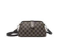 Premium Leather Retro Handmade Doctor Bag Crossbody Unique Opening Small Vintage Phone Purse Handbags for Women Dr bag - retro handmade bag (Grid Coffee)