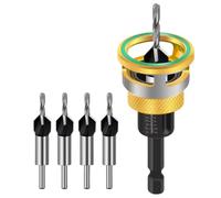 Premium M2 High-Speed Steel Chamfered Drill Bit Kit with Adjustable Depth Stop, Suitable for Wood and Aluminum.