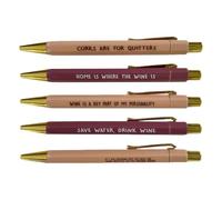 Premium Novelty Wine-Themed Retractable Pen Set - 5-Piece Professional Ink System, Features Ultra-Smooth Rapid-Dry Pigment Technology For Smudge-Proof Writing | Precision-Engineered Heavy-Duty Retract