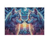 Premium Paire de Loups Cœur Forêt Fleurie Faune Sauvage Nature Sauvage Belle Puzzle 300 Pièces pour Adultes Stimulant Amusant Et Captivant Idéal pour Hobby Et Passe Temps 300 PCS（40x28cm）