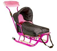 Premium Plus Line Luge avec sac pour enfant, poussette pour l'hiver, garde votre bébé au chaud en hiver, enfant dans les montagnes 899, noir/rose