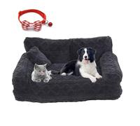 Premium Plush Dog Sofa Bed, Plush Calming Pet Sofa Bed, Calming Dog Bed with Removable Washable Cover, Anti-Slip Bottom Pet Couch for Small to Large Dogs and Cats (Dark Gray, M:55*40*23cm)