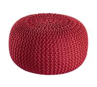 Premium Pouf Pouf en tricot Ø 55 cm Intérieur & extérieur lavable tango red