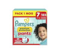Premium Protection Pants Couches-Culottes Taille 7 x123 Pack 1 Mois - Néerlandais - Blanc - Super doux et extensible - Jetable