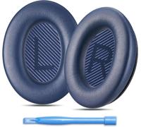 Premium QC35 / QC35 II Coussinets d'oreilles Compatible avec Casque Bose QuietComfort 35 / Bose QuietComfort 35 II (Bleu foncé). Cuir protéiné de première qualité Mousse Souple à Haute densité