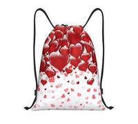 Premium Sac à Dos Cordon Motif de cœur d'amour Rouge Sacs à Cordonnet Confort Sac de Natation pour Camping Voyage Swimming 36X42cm