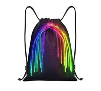 Premium Sac à Dos Cordon Néon Rainbow Sacs à Cordon Sport Moderne Sac d'école pour Femme Ecole Homme 36X42cm