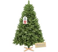 Premium Sapin de Noël artificiel 180cm - avec support en bois, Sapin de Nordmann, Sapin artificiel, Fidèle à la nature, branches épaisses sans LED