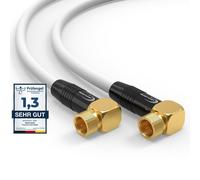 Premium SAT Cable 7.5 m ¿ Coaxial Cable Connector F Angled 90° Class A+ ¿ F-Plug Antenna Cable for TV, Router & Internet Modem ¿ Supports HD, 4K UHD, 8K, DVB-S/S2 ¿ White Satellite Cable