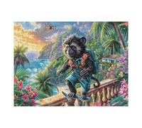 Premium Singe Escalier Forêt Tropicale Faune Sauvage Nature Sauvage Puzzle 500 Pièces pour Adultes Captivant Amusant Et Créatif Idéal pour Passer du Temps Libre À La Maison 500 PCS（52×38cm）